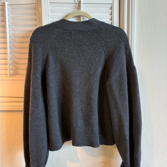 Loulou Studio Charcoal Button-Front Wool Cardigan - Picture 2 of 3